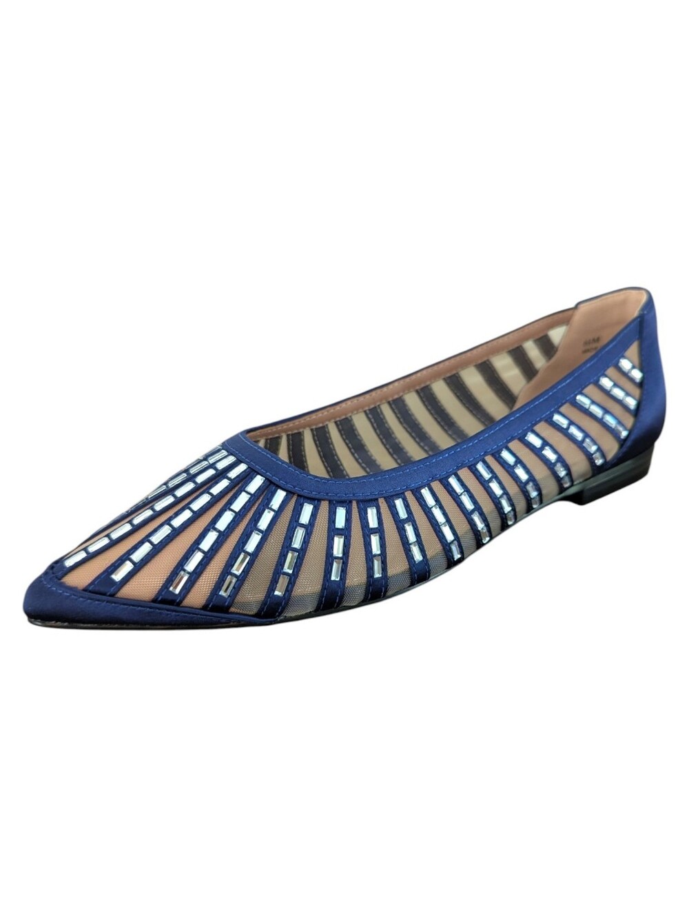 Linea Paolo Navy Blue Ballet Flat Noelle Pointed Toe Rhinestone Mesh Size 6.5M